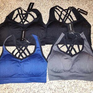 Set of 4 Cute Push Up Padded Strappy Sports Bras